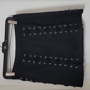 Black Lace-Up Skirt